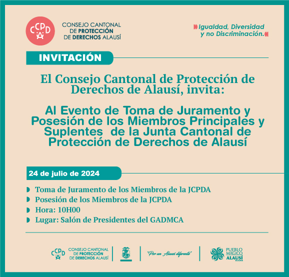 INVITACIÓN: EVENTO DE TOMA DE JURAMENTO Y POSESIÓN DE LOS MIEMBROS DE LA JCPDA