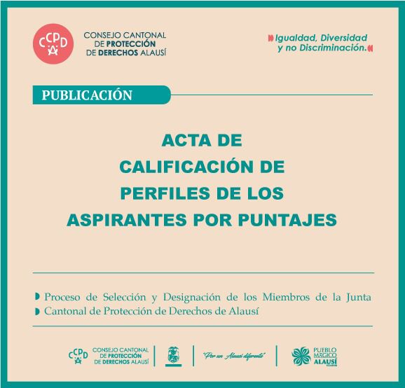 ACTA DE CALIFICACIÓN DE LOS PERFILES ASPIRANTES POR PUNTAJES