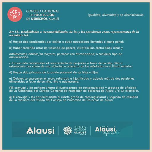 Art. 16 Inhabilidades e Incompatibilidades