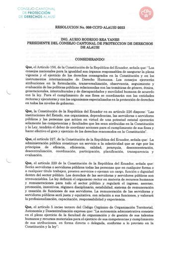 Resolucion Administrativa Nro  008